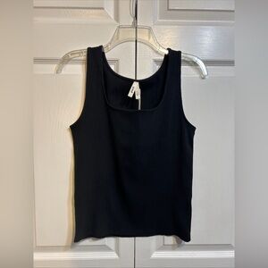 NWT Pact Organic Cotton Ribbed Tank Top Women's size L Large black